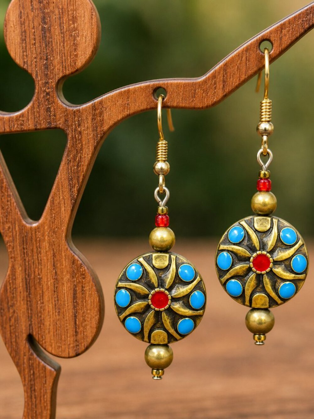 Flower Earrings Copper Boho | Handmade